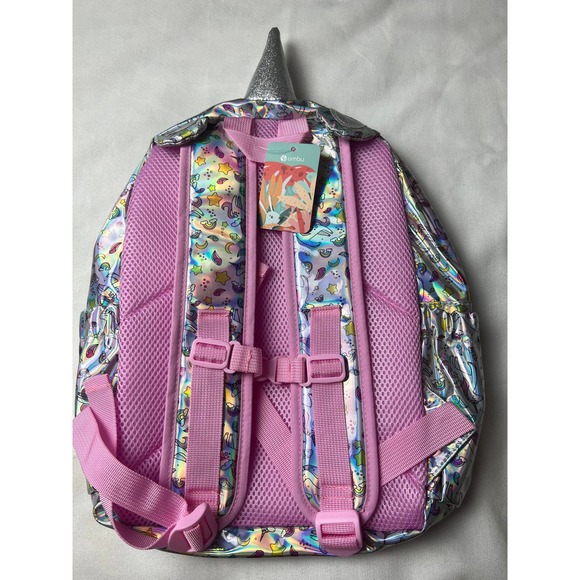 Ombu Girl's Unicorn Rainbow Stars Backpack Iridescent Fabric - Picture 5 of 8